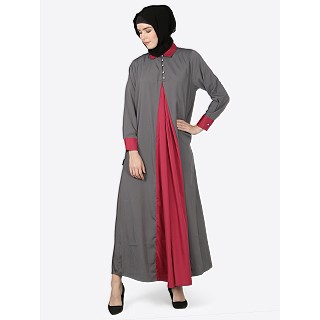 Casual abaya - Grey-Wine color